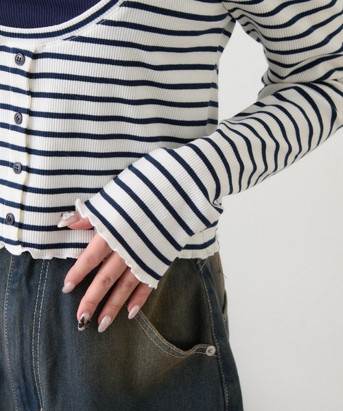 RAY CASSIN（レイカズン）の「キャミセットチビロングTシャツ（Tシャツ/カットソー・レディース・グレー/ブルー系その他2/ネイビー/ホワイト系その他2・FREE）」の8枚目の写真