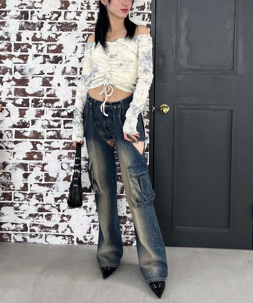 SPIRALGIRL(スパイラルガール)の「ビット付きギャザートップス(Tシャツ/カットソー・レディース・イエロー系/ピンク系/ホワイト系・FREE)」の9枚目の写真