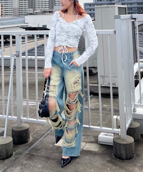 SPIRALGIRL(スパイラルガール)の「ビット付きギャザートップス(Tシャツ/カットソー・レディース・イエロー系/ピンク系/ホワイト系・FREE)」の11枚目の写真