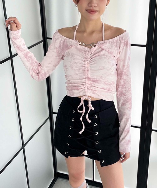 SPIRALGIRL(スパイラルガール)の「ビット付きギャザートップス(Tシャツ/カットソー・レディース・イエロー系/ピンク系/ホワイト系・FREE)」の16枚目の写真