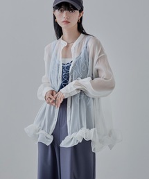オーガンジーフリルヘムシアーブラウス