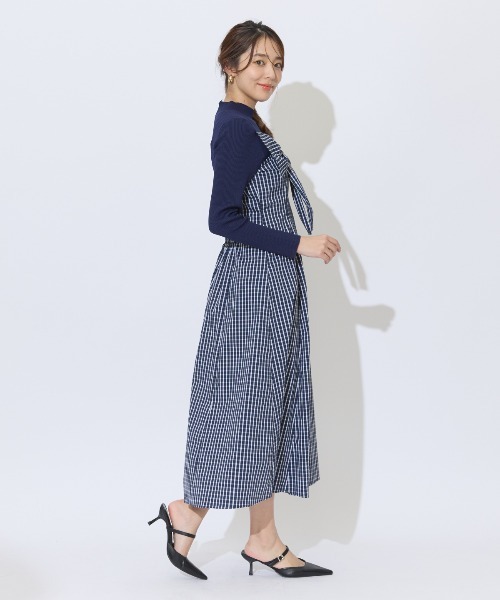 AND COUTURE(アンドクチュール)の「ギンガムチェック柄ドッキングワンピース(ワンピース・レディース・ブルー/ブラック/ネイビー・FREE)」の8枚目の写真