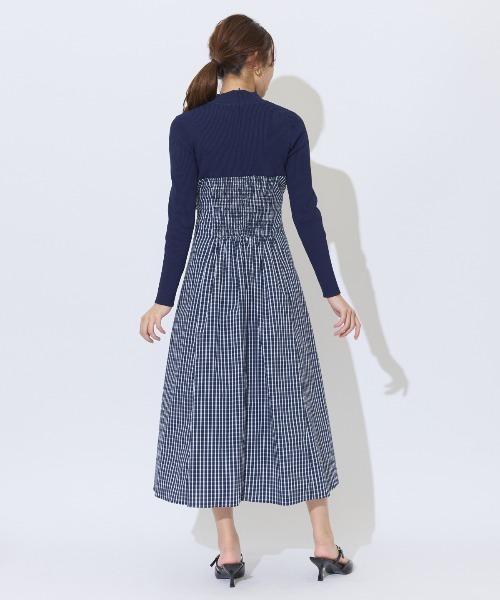 AND COUTURE(アンドクチュール)の「ギンガムチェック柄ドッキングワンピース(ワンピース・レディース・ブルー/ブラック/ネイビー・FREE)」の9枚目の写真