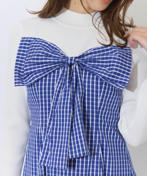 AND COUTURE(アンドクチュール)の「ギンガムチェック柄ドッキングワンピース(ワンピース・レディース・ブルー/ブラック/ネイビー・FREE)」の13枚目の写真