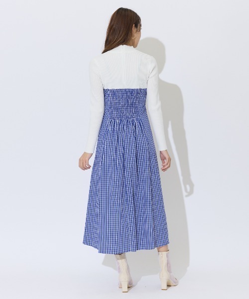 セール】ギンガムチェック柄ドッキングワンピース（ワンピース）｜AND