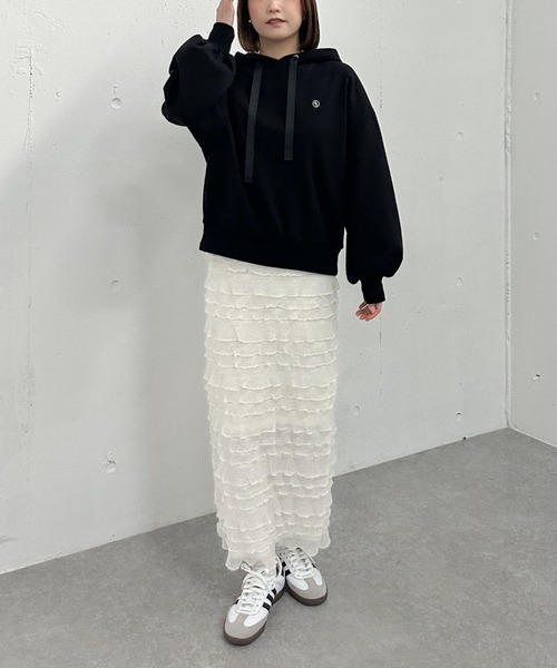 archives（アルシーヴ）の「フリルメッシュタイトスカート（スカート・レディース・オフホワイト/ブラック・MEDIUM）」の14枚目の写真