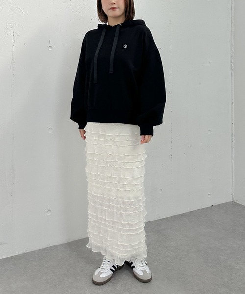 archives（アルシーヴ）の「フリルメッシュタイトスカート（スカート・レディース・オフホワイト/ブラック・MEDIUM）」の15枚目の写真