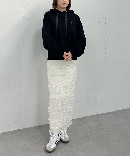 archives（アルシーヴ）の「フリルメッシュタイトスカート（スカート・レディース・オフホワイト/ブラック・MEDIUM）」の16枚目の写真