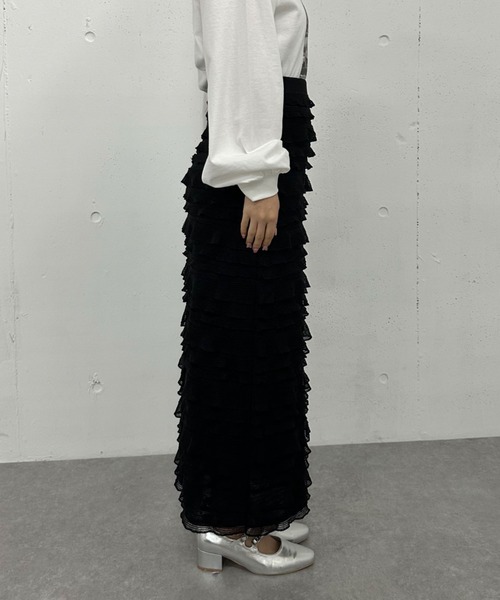 archives（アルシーヴ）の「フリルメッシュタイトスカート（スカート・レディース・オフホワイト/ブラック・MEDIUM）」の20枚目の写真