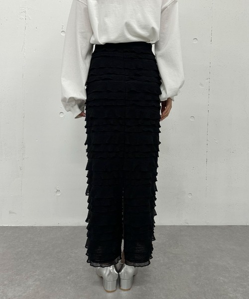 archives（アルシーヴ）の「フリルメッシュタイトスカート（スカート・レディース・オフホワイト/ブラック・MEDIUM）」の21枚目の写真