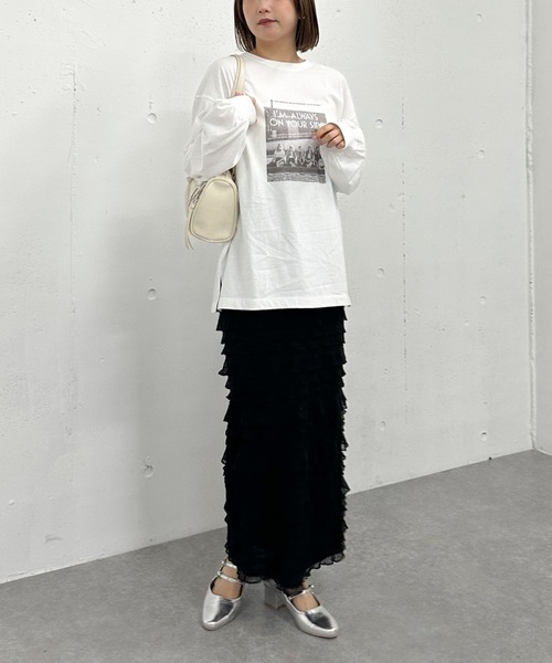 archives（アルシーヴ）の「フリルメッシュタイトスカート（スカート・レディース・オフホワイト/ブラック・MEDIUM）」の8枚目の写真