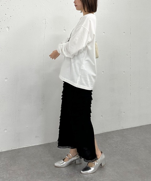 archives（アルシーヴ）の「フリルメッシュタイトスカート（スカート・レディース・オフホワイト/ブラック・MEDIUM）」の9枚目の写真