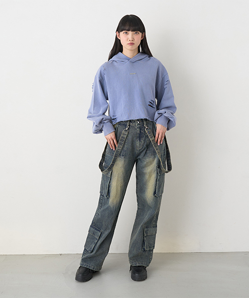 Mi-je(ミジェ)の「デニムカーゴパンツ【韓国ファッション】(デニムパンツ・レディース・ブルーグレー/ネイビー・S/M)」の18枚目の写真