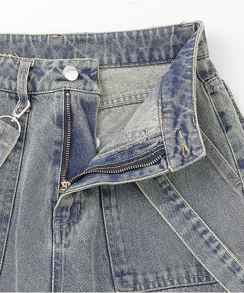 Mi-je(ミジェ)の「デニムカーゴパンツ【韓国ファッション】(デニムパンツ・レディース・ブルーグレー/ネイビー・S/M)」の10枚目の写真
