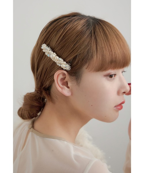 ニアナ niana パール＆ビジューバレッタ 結婚式 ヘアアクセ
