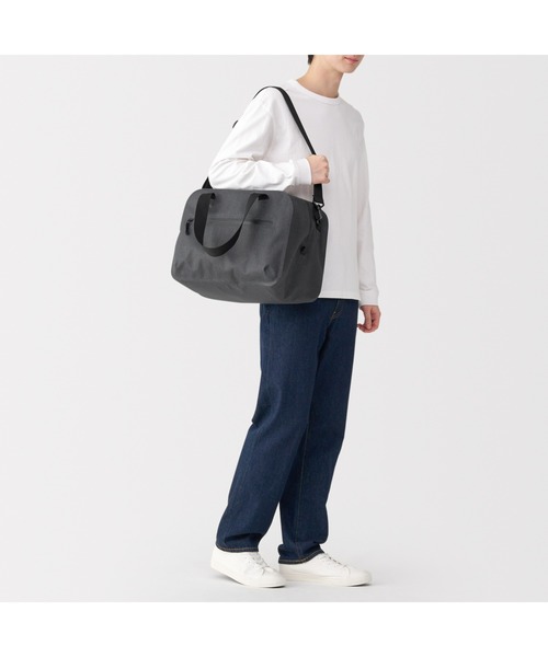 無印良品 ポリエステルタフタ ボストンバッグ  貴重レア廃番品 無印良品 たためる 撥水縦型ボストンバッグ ダークベージュ 良品