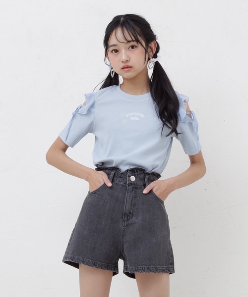 PINKHUNT(ピンクハント)の「PINKHUNT ピンクハント ハートプリント デニムショートパンツ 0533K(デニムパンツ・キッズ・ブラック/ブルー・140cm/150cm/120cm/130cm/160cm)」の5枚目の写真