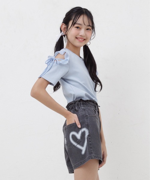 PINKHUNT(ピンクハント)の「PINKHUNT ピンクハント ハートプリント デニムショートパンツ 0533K(デニムパンツ・キッズ・ブラック/ブルー・140cm/150cm/120cm/130cm/160cm)」の6枚目の写真