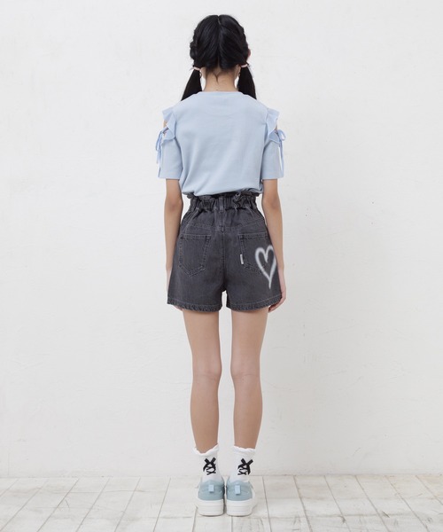 PINKHUNT(ピンクハント)の「PINKHUNT ピンクハント ハートプリント デニムショートパンツ 0533K(デニムパンツ・キッズ・ブラック/ブルー・140cm/150cm/120cm/130cm/160cm)」の8枚目の写真