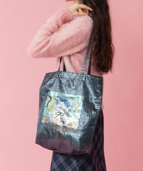 CONTROL FREAK / CTFK(コントロールフリーク)の「Casselini(キャセリーニ)キャットプリント刺繍トート(トートバッグ・レディース・ブラック/ゴールド/シルバー・FREE)」の13枚目の写真