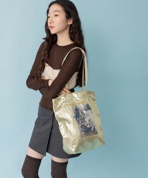 CONTROL FREAK / CTFK(コントロールフリーク)の「Casselini(キャセリーニ)キャットプリント刺繍トート(トートバッグ・レディース・ブラック/ゴールド/シルバー・FREE)」の18枚目の写真