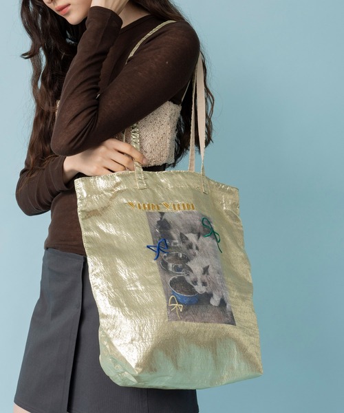 CONTROL FREAK / CTFK(コントロールフリーク)の「Casselini(キャセリーニ)キャットプリント刺繍トート(トートバッグ・レディース・ブラック/ゴールド/シルバー・FREE)」の16枚目の写真