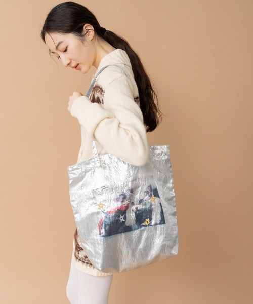 CONTROL FREAK / CTFK(コントロールフリーク)の「Casselini(キャセリーニ)キャットプリント刺繍トート(トートバッグ・レディース・ブラック/ゴールド/シルバー・FREE)」の4枚目の写真