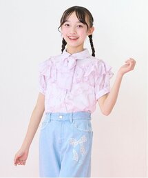 【ニコ☆プチ・Cuugal掲載】リボン柄ボウタイつきフリルブラウス