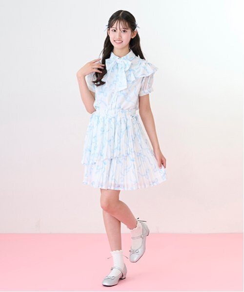 mezzo piano Junior(メゾピアノジュニア)の「【ニコ☆プチ・Cuugal掲載】リボン柄ボウタイつきフリルブラウス(シャツ/ブラウス・キッズ・ライトピンク/ライトブルー・M:150cm/L:160cm/S:140cm)」の9枚目の写真