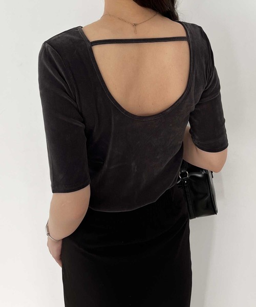 nelliy.（ネルリー）の「バックオープンカットソー（Tシャツ/カットソー・レディース・ブラウン/グレー/ブラック・LARGE/MEDIUM）」の9枚目の写真