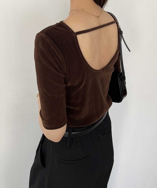 nelliy.（ネルリー）の「バックオープンカットソー（Tシャツ/カットソー・レディース・ブラウン/グレー/ブラック・LARGE/MEDIUM）」の14枚目の写真