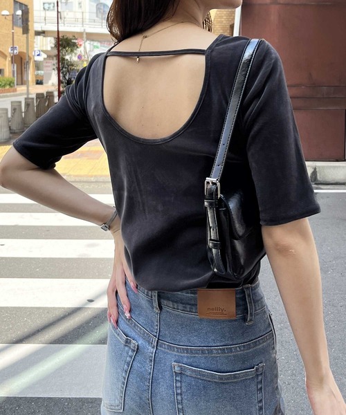 nelliy.（ネルリー）の「バックオープンカットソー（Tシャツ/カットソー・レディース・ブラウン/グレー/ブラック・LARGE/MEDIUM）」の16枚目の写真