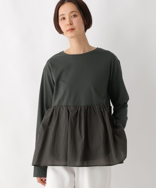LEPSIM(レプシィム)の「ペプラムドッキングプルオーバー 311863(Tシャツ/カットソー・レディース・チャコールグレー/オフホワイト/イエロー・FREE)」の2枚目の写真