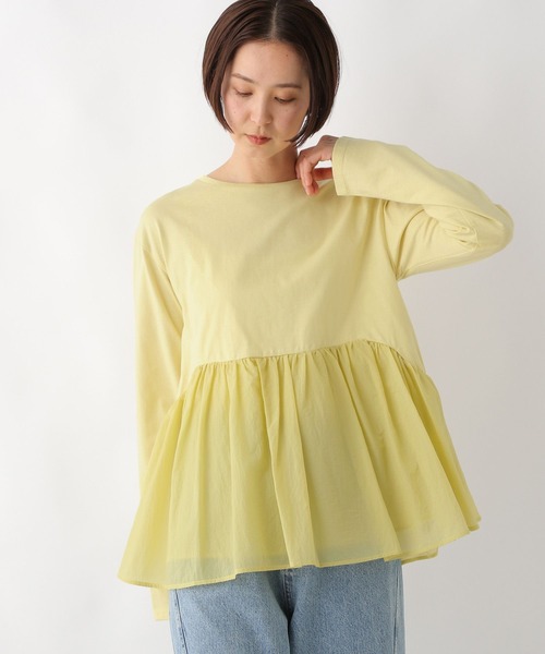 LEPSIM(レプシィム)の「ペプラムドッキングプルオーバー 311863(Tシャツ/カットソー・レディース・チャコールグレー/オフホワイト/イエロー・FREE)」の3枚目の写真