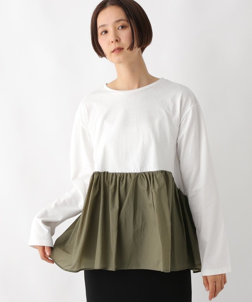 LEPSIM(レプシィム)の「ペプラムドッキングプルオーバー 311863(Tシャツ/カットソー・レディース・チャコールグレー/オフホワイト/イエロー・FREE)」の18枚目の写真
