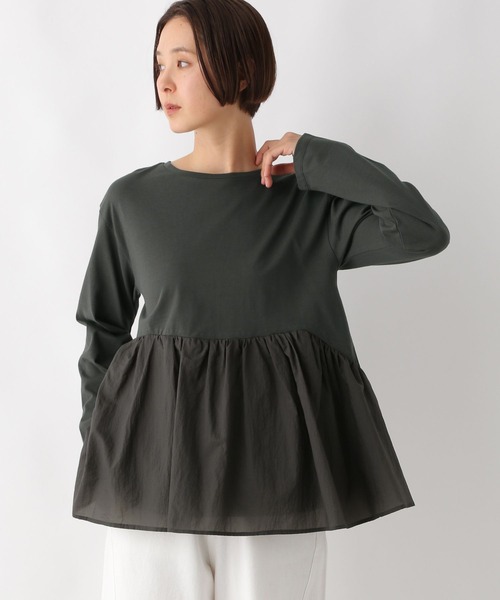 LEPSIM(レプシィム)の「ペプラムドッキングプルオーバー 311863(Tシャツ/カットソー・レディース・チャコールグレー/オフホワイト/イエロー・FREE)」の4枚目の写真