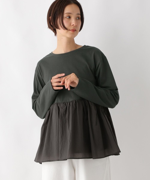 LEPSIM(レプシィム)の「ペプラムドッキングプルオーバー 311863(Tシャツ/カットソー・レディース・チャコールグレー/オフホワイト/イエロー・FREE)」の5枚目の写真