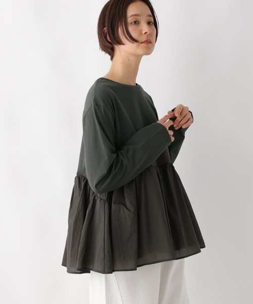 LEPSIM(レプシィム)の「ペプラムドッキングプルオーバー 311863(Tシャツ/カットソー・レディース・チャコールグレー/オフホワイト/イエロー・FREE)」の6枚目の写真
