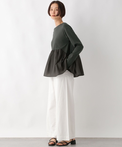 LEPSIM(レプシィム)の「ペプラムドッキングプルオーバー 311863(Tシャツ/カットソー・レディース・チャコールグレー/オフホワイト/イエロー・FREE)」の9枚目の写真