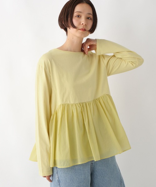 LEPSIM(レプシィム)の「ペプラムドッキングプルオーバー 311863(Tシャツ/カットソー・レディース・チャコールグレー/オフホワイト/イエロー・FREE)」の11枚目の写真