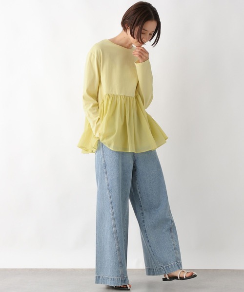 LEPSIM(レプシィム)の「ペプラムドッキングプルオーバー 311863(Tシャツ/カットソー・レディース・チャコールグレー/オフホワイト/イエロー・FREE)」の14枚目の写真