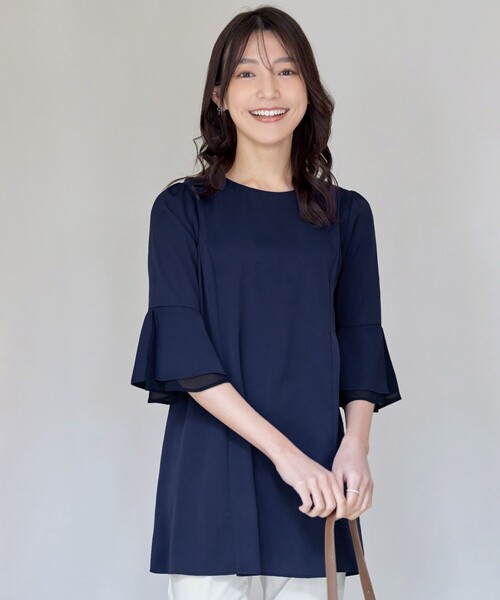 Tiaclasse(ティアクラッセ)の「シフォンフレア袖チュニックブラウス(シャツ/ブラウス・レディース・サックスブルー/ネイビー/グレイッシュベージュ/ピンク/ブラック・XL/XXL)」の19枚目の写真