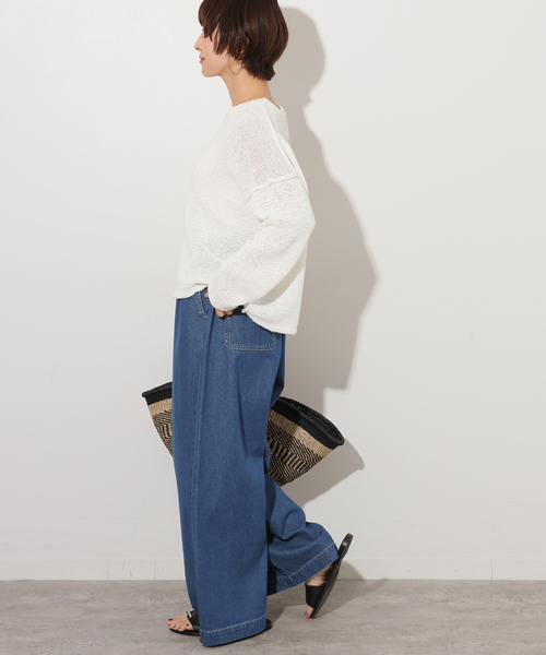 JOURNAL STANDARD relume(ジャーナルスタンダード レリューム)の「コットンツイルイージーワイド(デニムパンツ・レディース・アイボリー/ブルー系その他・FREE)」の12枚目の写真