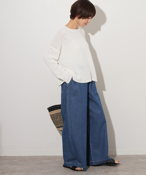 JOURNAL STANDARD relume(ジャーナルスタンダード レリューム)の「コットンツイルイージーワイド(デニムパンツ・レディース・アイボリー/ブルー系その他・FREE)」の13枚目の写真