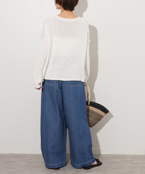 JOURNAL STANDARD relume(ジャーナルスタンダード レリューム)の「コットンツイルイージーワイド(デニムパンツ・レディース・アイボリー/ブルー系その他・FREE)」の14枚目の写真
