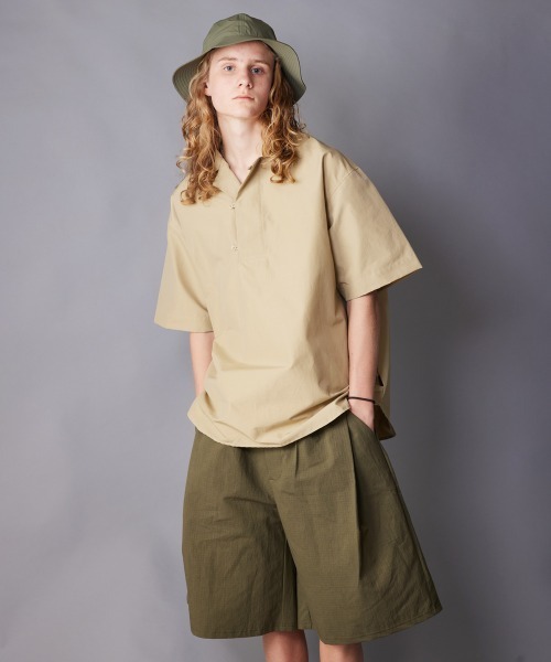rehacer(レアセル)の「rehacer : Joint Placket S/S Shirt / ジョイント プラケット ショートスリーブ シャツ(シャツ/ブラウス・メンズ・ベージュ/ネイビー・SMALL/X-LARGE/LARGE/MEDIUM)」の7枚目の写真