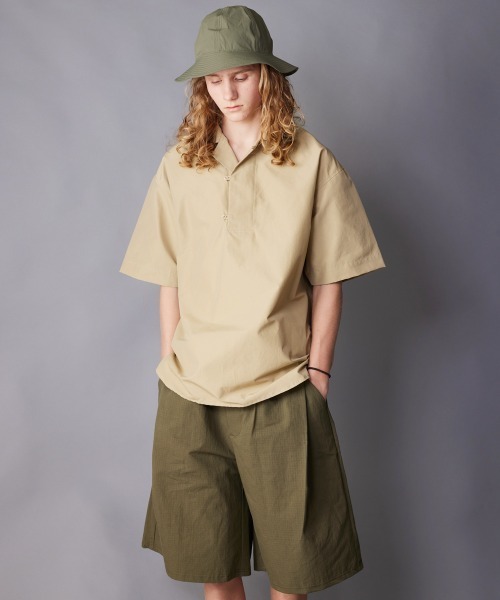 rehacer(レアセル)の「rehacer : Joint Placket S/S Shirt / ジョイント プラケット ショートスリーブ シャツ(シャツ/ブラウス・メンズ・ベージュ/ネイビー・SMALL/X-LARGE/LARGE/MEDIUM)」の8枚目の写真