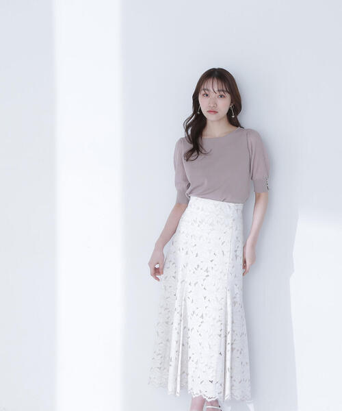レースマーメイドスカート NATURAL BEAUTY BASIC フラワー刺繍マーメイドスカート | NATURAL BEAUTY BASIC