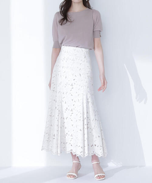 NATURAL BEAUTY BASIC（ナチュラルビューティーベーシック）の「◇バイカラーレースマーメイドスカート（スカート・レディース・ブルー/ネイビー/ベージュ・P/S/MEDIUM/SMALL）」の10枚目の写真