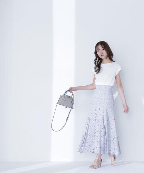 【美品】ナチュラルビューティー(BASICではなく…) コットンレーススカート 美品】ナチュラルビューティー(BASICではなく…) コットンレース